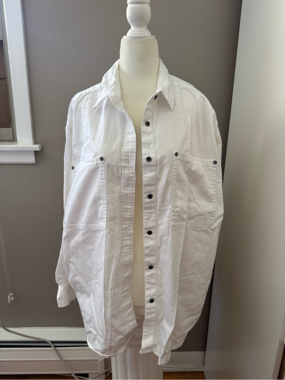 aerie White Button-Down Utility Shirt